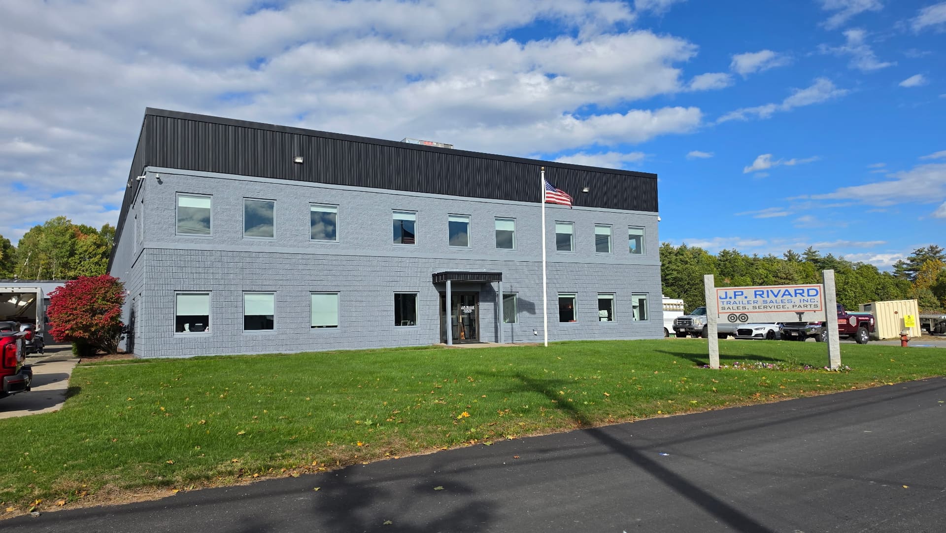 J.P. Rivard Trailer Sales office at 30 Lomar Park, Pepperell, MA
